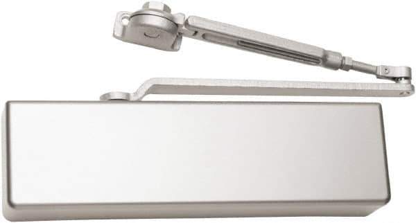 Falcon - 54" Door Width, 13-5/8" Closer Body Length, Heavy-Duty Door Closer to Full Cover to Hold Open Manual Damper - Aluminum Finish - Eagle Tool & Supply