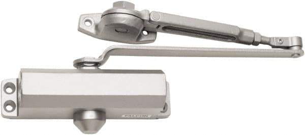 Falcon - 7" Closer Body Length, Light-Duty ADA Complaint Door Closer to Hold Open Manual Damper - Aluminum Finish - Eagle Tool & Supply
