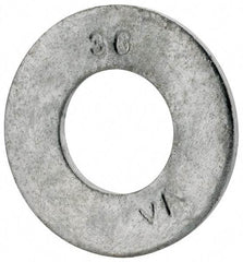 Value Collection - 3/8" Screw, Grade SAE 1035-1050 Steel Standard Flat Washer - 0.401" ID x 13/16" OD, 0.08" Thick, Galvanized Finish - Eagle Tool & Supply