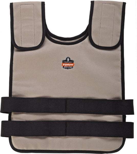 Ergodyne - Size S/M, Khaki Cooling Vest - 32 to 40" Chest, Zipper Front, Cotton - Eagle Tool & Supply
