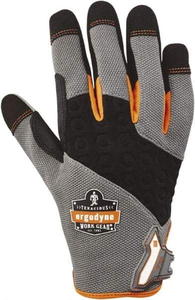 Ergodyne - Size L (9) Polyester Blend Work Gloves - For Mechanic's & Lifting, Uncoated, Hook & Loop Cuff, Full Fingered, Black/Gray, Paired - Eagle Tool & Supply