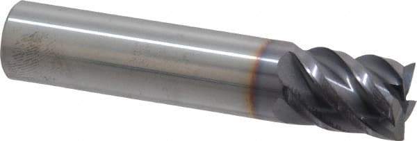 Niagara Cutter - 1/2", 5/8" LOC, 1/2" Shank Diam, 2-1/2" OAL, 5 Flute, Solid Carbide Square End Mill - Single End, TiAlN Finish, Spiral Flute, 45° Helix, Centercutting, Right Hand Cut, Right Hand Flute, Series S545 - Eagle Tool & Supply