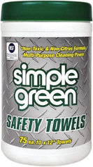 Simple Green - Pre-Moistened General Purpose Wipes - Center Pull, 12" x 10" Sheet Size - Eagle Tool & Supply