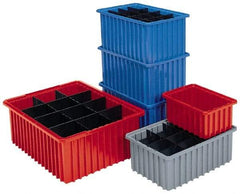 Akro-Mils - 1.66 Cu Ft, 50 Lb Load Capacity Red Polyethylene Dividable Container - Stacking, 22.4" Long x 17.4" Wide x 10" High - Eagle Tool & Supply