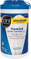 Nice Pak - Pre-Moistened Hand Cleaning Wipes - Canister, 5" x 7-1/2" Sheet Size, White - Eagle Tool & Supply