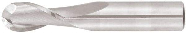Niagara Cutter - 3/4" Diam, 1" LOC, 2 Flute Solid Carbide Ball End Mill - TiAlN Finish, Single End, 3" OAL, 3/4" Shank Diam, Spiral Flute - Eagle Tool & Supply