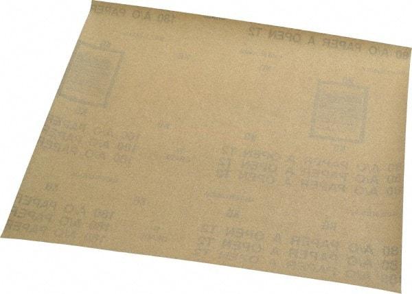 Norton - 180 Grit, Aluminum Oxide Sanding Sheet - 11" Long x 9" Wide, Very Fine Grade, A Weighted Paper Backing - Eagle Tool & Supply