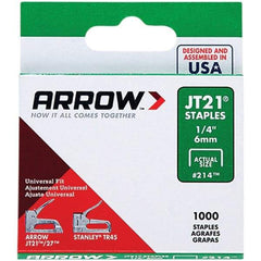 Arrow - 7/16" Wide Galvanized Steel Light-Duty Staples - 1/4" Leg Length - Eagle Tool & Supply