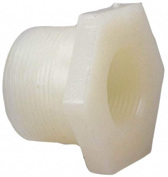 NIBCO - 2 x 1-1/2" PVDF Plastic Pipe Flush Threaded Reducer Bushing - Schedule 80, MIPT x FIPT End Connections - Eagle Tool & Supply
