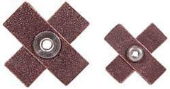 Norton - 120 Grit, Fine Grade, Aluminum Oxide Cross Pad - 1-1/2" Long x 1-1/2" Wide x 1/2" Thick, Cloth Backed, X Backing Weight, 8 Ply, 24,000 Max RPM - Eagle Tool & Supply