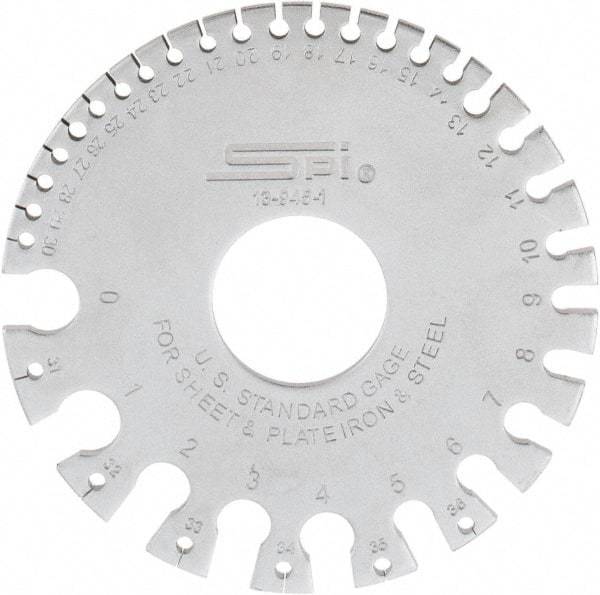 SPI - #36 Steel Wire and Sheet Metal Gage - Use with Uncoated Sheet and Plate Iron and Steel - Eagle Tool & Supply
