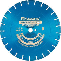 Husqvarna - 20" Diam, 1" Arbor Hole Diam, Continuous Edge Tooth Wet & Dry Cut Saw Blade - Diamond-Tipped, General Purpose Action, Standard Round Arbor - Eagle Tool & Supply