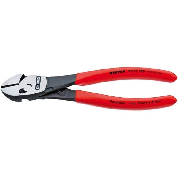 Knipex - 7-1/4" OAL, 24 AWG Capacity, Diagonal Cutter - 1" Jaw Length x 1-3/16" Jaw Width, Oval Head, Ergonomic Grip Handle - Eagle Tool & Supply