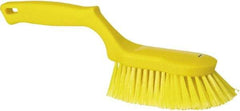 Vikan - 2" Bristle Length, Polyester Wash Brush - 5-13/16" Long x 5" Wide Head, 13-1/2" OAL, Yellow, Polypropylene Block - Eagle Tool & Supply