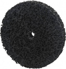 Norton - 4" Extra Coarse Grade Silicon Carbide Deburring Disc - 3/8" Center Hole, Arbor Connection, Black, 8,000 Max RPM - Eagle Tool & Supply