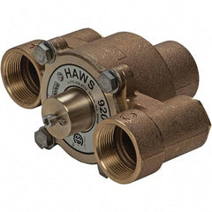 Haws - 1-1/4" Inlet, 7-5/8" Long x 3-1/2" Wide x 5-3/8" High, Brass Plumbed Wash Station Tempering Valve - Compatible with Combination Drench Shower & Eye/Face Wash Stations - Eagle Tool & Supply