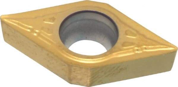 Seco - DCMT32.51 F1 Grade CP500 Carbide Turning Insert - TiAlN/TiN Finish, 55° Diamond, 3/8" Inscr Circle, 5/32" Thick, 1/64" Corner Radius - Eagle Tool & Supply