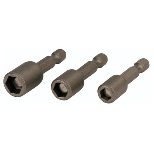 Nut Setter 3 Piece Set 1/4, 5/16, 3/8 × 2.1″ OAL on 1/4″ Hex Drive - Eagle Tool & Supply