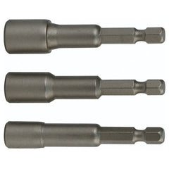 Nut Setter Magnetic 3 Piece Set 1/4, 5/16 & 3/8 × 4″ OAL on 1/4″ Hex Drive - Eagle Tool & Supply