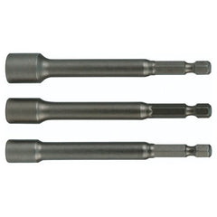 Nut Setter Magnetic 3 Piece Set 1/4, 5/16 & 3/8 × 6″ OAL on 1/4″ Hex Drive - Eagle Tool & Supply