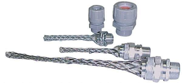 Woodhead Electrical - Liquidtight, Elbow Strain Relief Cord Grip - 1-1/4 NPT Thread, 5-5/8" Long, Iron & Zinc-plated Steel - Eagle Tool & Supply