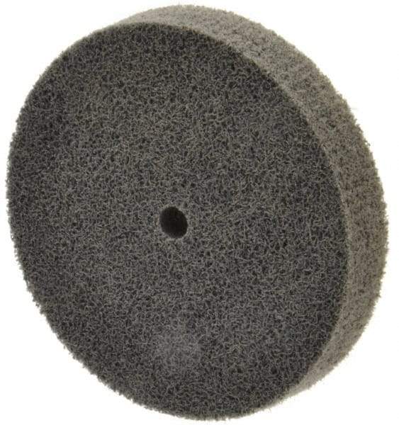 Norton - 3" Diam, 1/2" Face Width, 1/4" Center Hole, Fine Grade, Silicon Carbide Deburring Wheel - Unitized, Medium Density 4 Grade, 8,000 RPM - Eagle Tool & Supply