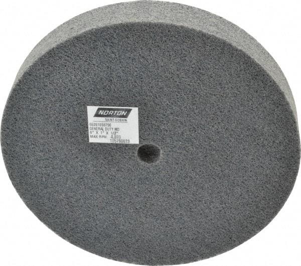 Norton - 6" Diam, 1" Face Width, 1/2" Center Hole, Fine Grade, Silicon Carbide Deburring Wheel - Unitized, Medium Density 4 Grade, 4,800 RPM - Eagle Tool & Supply
