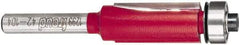 Freud - 1/2" Cut Diam, 1" Length of Cut, 7 Flute Flush Trim Edge Profile Router Bit - Carbide-Tipped, 1/4" Shank Diam, 2-13/16" OAL, Proprietary Coating - Eagle Tool & Supply