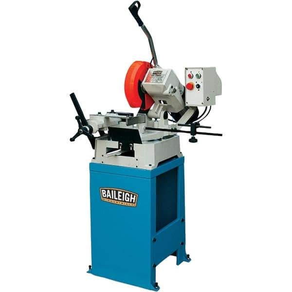 Baileigh - 1 Cutting Speed, 10" Blade Diam, Cold Saw - 54 RPM Blade Speed, Floor Machine, 1 Phase, Compatible with Ferrous/Non-Ferrous Material - Eagle Tool & Supply