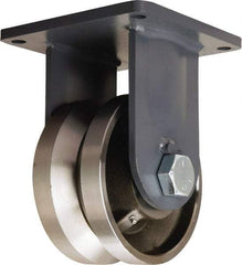 Hamilton - 8" Diam x 4" Wide, Forged Steel Rigid Caster - 15,000 Lb Capacity, Top Plate Mount, 8-1/2" x 8-1/2" Plate, Tapered Roller Bearing - Eagle Tool & Supply