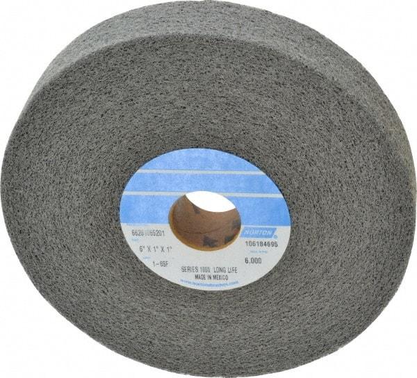 Norton - 6" Diam, 1" Face Width, 1" Center Hole, Fine Grade, Silicon Carbide Deburring Wheel - Convolute, Medium Density 6 Grade, 4,500 RPM - Eagle Tool & Supply