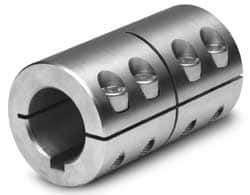 Climax Metal Products - 3/8" Inside x 7/8" Outside Diam, One Piece Split Clamping Collar with Keyway - 1-3/8" Long x 3/32" Keyway Width x 3/64" Keyway Depth - Eagle Tool & Supply