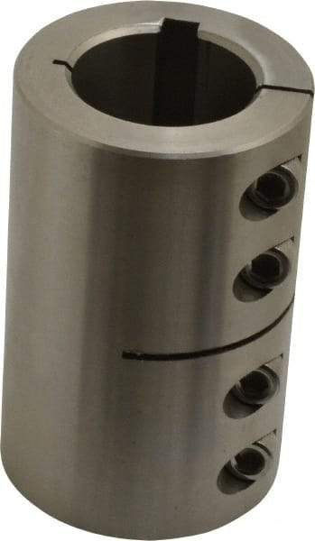 Climax Metal Products - 1-1/4" Inside x 2-1/16" Outside Diam, One Piece Split Clamping Collar with Keyway - 3-1/4" Long x 1/4" Keyway Width x 1/8" Keyway Depth - Eagle Tool & Supply