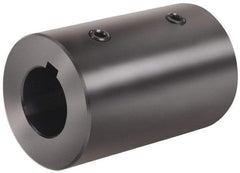 Climax Metal Products - 25mm Inside x 50mm Outside Diam, Metric Set Screw Rigid Coupling with Keyway - 76mm Long x 8mm Keyway Width x 3.3mm Keyway Depth - Eagle Tool & Supply