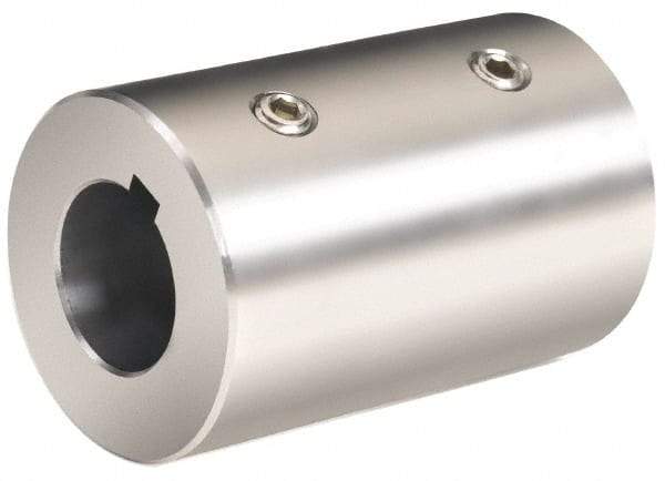 Climax Metal Products - 35mm Inside x 63mm Outside Diam, Metric Set Screw Rigid Coupling with Keyway - 114mm Long x 10mm Keyway Width x 3.3mm Keyway Depth - Eagle Tool & Supply
