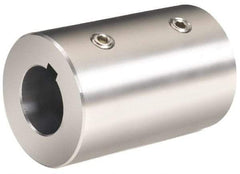 Climax Metal Products - 25mm Inside x 50mm Outside Diam, Metric Set Screw Rigid Coupling with Keyway - 76mm Long x 8mm Keyway Width x 3.3mm Keyway Depth - Eagle Tool & Supply