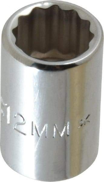 Proto - 3/8" Drive, Standard Hand Socket - 12 Points, 1-1/8" OAL, Chrome Finish - Eagle Tool & Supply