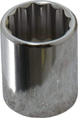 Proto - 3/8" Drive, Standard Hand Socket - 12 Points, 1-1/8" OAL, Chrome Finish - Eagle Tool & Supply