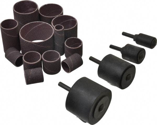 Merit Abrasives - 8-Piece Spiral Band Kit - Includes 3/4 to 2" Diam & 1 to 1-1/2" Wide Band Drums in Coarse, Medium & Fine Grades - Eagle Tool & Supply