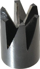 Made in USA - 60° Included Angle, 3/8-24" Hole Thread, Chamfer Edge, High Speed Steel, Outer Tube Edge Finishing Cutter - 7/8" Cutter Head Outside Diam, 1/2" Max Workpiece, 1-1/4" Long, 1/8" Threaded Hole Diam - Eagle Tool & Supply