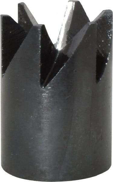 Made in USA - 90° Included Angle, 3/8-24" Hole Thread, Chamfer Edge, High Speed Steel, Outer Tube Edge Finishing Cutter - 7/8" Cutter Head Outside Diam, 1/2" Max Workpiece, 1-1/4" Long, 1/8" Threaded Hole Diam - Eagle Tool & Supply