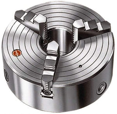 Rohm - 3 Jaws, 8" Diam, Self Centering Manual Lathe Chuck - Plain Back Mount Spindle, 2.16" Through Hole Diam, Forged Steel - Eagle Tool & Supply