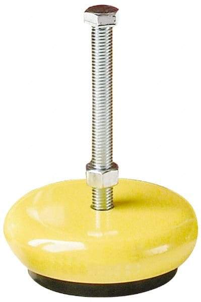 Gibraltar - 100 Lb Capacity, 1/4-28 Thread, Zinc Stud, Machine Socket Mount Leveling Mount - 1-3/4" Stud Length, 2" Base Diam, Elastomer Pad - Eagle Tool & Supply