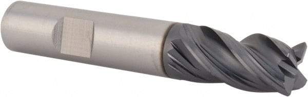 SGS - 1/2", 4 Flute, Single End, Solid Carbide, 0.0250 - 0.0300" Corner Radius End Mill - 3" OAL, Right Hand Flute, 1" LOC, Right Hand Cut - Eagle Tool & Supply