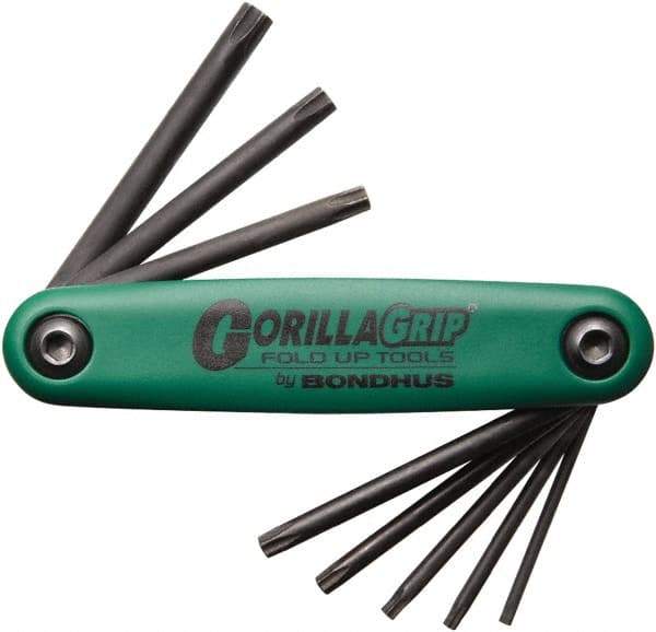 Bondhus - 8 Piece TR9 to T40 Fold-Up Torx Key Set - T9, T10, T15, T20, T25, T27, T30, T40 Torx Size - Eagle Tool & Supply