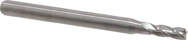 Kyocera - 0.095", 0.285" LOC, 1/8" Shank Diam, 1-1/2" OAL, 4 Flute, Solid Carbide Square End Mill - Single End, Uncoated, Spiral Flute, 30° Helix, Centercutting, Right Hand Cut, Right Hand Flute, Series 1810 - Eagle Tool & Supply