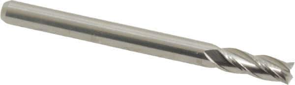 Kyocera - 1/8", 3/8" LOC, 1/8" Shank Diam, 1-1/2" OAL, 4 Flute, Solid Carbide Square End Mill - Single End, Uncoated, Spiral Flute, Centercutting, Right Hand Cut, Right Hand Flute, Series 1810 - Eagle Tool & Supply