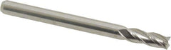 Kyocera - 1/8", 3/8" LOC, 1/8" Shank Diam, 1-1/2" OAL, 4 Flute, Solid Carbide Square End Mill - Single End, Uncoated, Spiral Flute, Centercutting, Right Hand Cut, Right Hand Flute, Series 1810 - Eagle Tool & Supply