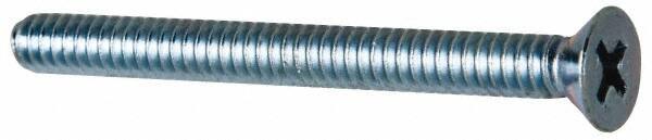 Value Collection - #10-24 UNC, 2" OAL Phillips Drive Machine Screw - Flat Head, Grade 2 Steel, Zinc-Plated Finish, Without Washer - Eagle Tool & Supply