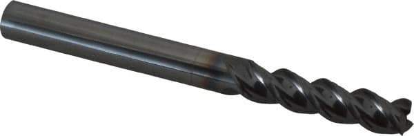 Niagara Cutter - 3/8", 1-1/2" LOC, 3/8" Shank Diam, 4" OAL, 3 Flute, Solid Carbide Square End Mill - Single End, TiCN Finish, Spiral Flute, 45° Helix, Centercutting, Right Hand Cut, Right Hand Flute, Series A345 - Eagle Tool & Supply